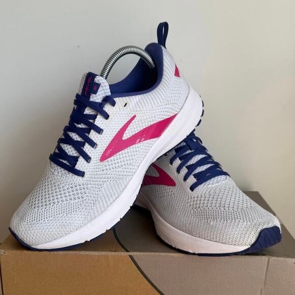 Brooks Revel 5 White/Pink Women Running Sneakers - SZ 10 - Picture 1 of 15